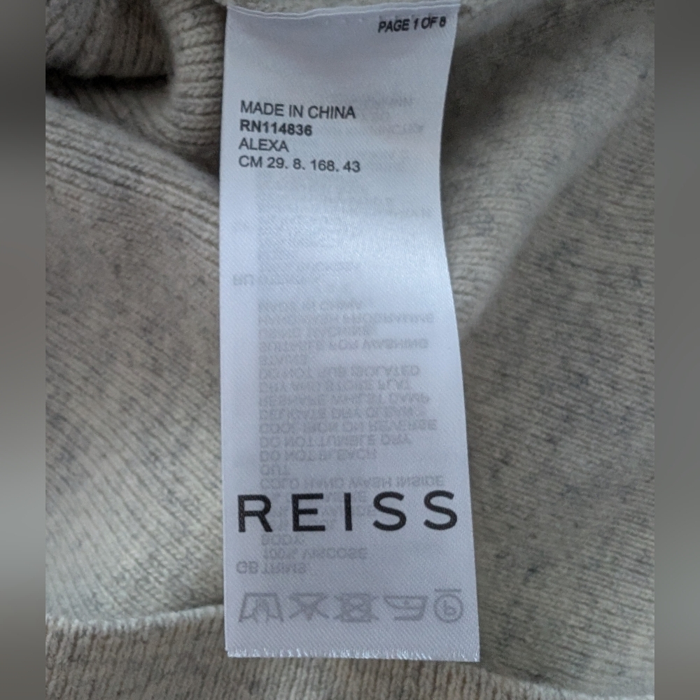 Reiss Cream Long-Sleeve Knit Dress - Picture 6 of 7